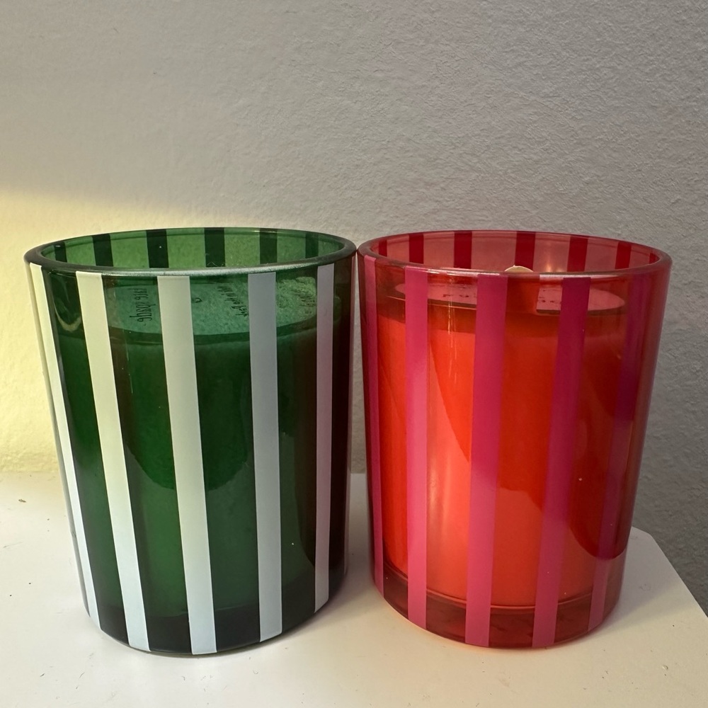 Kate Spade x Target Mini Green and Pink Striped Candles